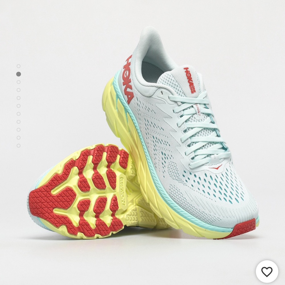 Hoka (Clifton 7) Women's Running Shoes - Light Blue and Yellow